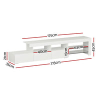 Artiss Entertainment Unit TV Cabinet LED 215cm White Caya Furniture Kings Warehouse 