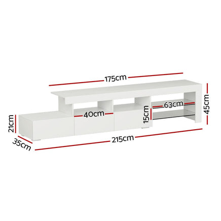 Artiss Entertainment Unit TV Cabinet LED 215cm White Caya Furniture Kings Warehouse 