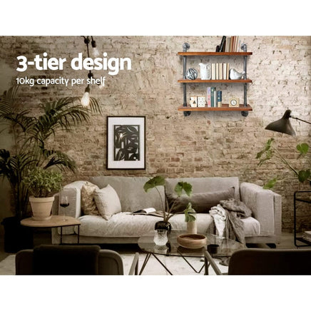 Artiss Floating DIY Pipe Shelf 3 Tiers - IRMA Home & Garden Kings Warehouse 