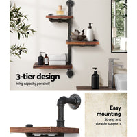 Artiss Floating DIY Pipe Shelf 3 Tiers - IVAN Home & Garden Kings Warehouse 