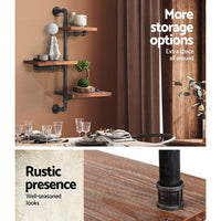 Artiss Floating DIY Pipe Shelf 3 Tiers - IVAN Home & Garden Kings Warehouse 