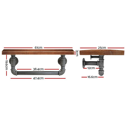 Artiss Floating DIY Pipe Shelf - IVES Home & Garden Kings Warehouse 