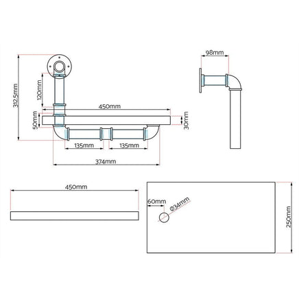 Artiss Floating DIY Pipe Shelf Set of 2 - IVOR Home & Garden Kings Warehouse 