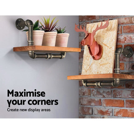 Artiss Floating DIY Pipe Shelf Set of 2 - IVOR Home & Garden Kings Warehouse 