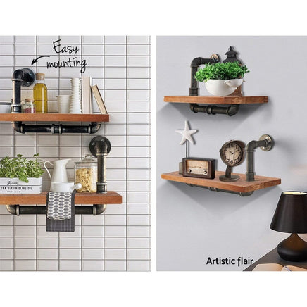 Artiss Floating DIY Pipe Shelf Set of 2 - IVOR Home & Garden Kings Warehouse 