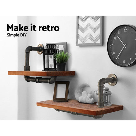 Artiss Floating DIY Pipe Shelf Set of 2 - IVOR Home & Garden Kings Warehouse 