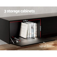 Artiss Floating Entertainment Unit TV Cabinet High Glossy Black 3 Cabinets 200CM Furniture Kings Warehouse 
