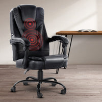 Artiss Massage Office Chair Executive Computer Gaming Chairs Black PU Leather Furniture Kings Warehouse 