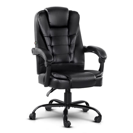Artiss Massage Office Chair Executive Computer Gaming Chairs Black PU Leather Furniture Kings Warehouse 