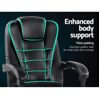 Artiss Massage Office Chair Executive Computer Gaming Chairs Black PU Leather Furniture Kings Warehouse 
