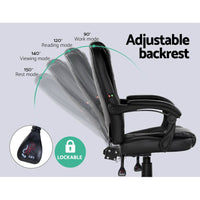 Artiss Massage Office Chair Executive Computer Gaming Chairs Black PU Leather Furniture Kings Warehouse 