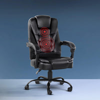 Artiss Massage Office Chair Executive Computer Gaming Chairs Black PU Leather Furniture Kings Warehouse 
