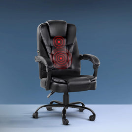 Artiss Massage Office Chair Executive Computer Gaming Chairs Black PU Leather Furniture Kings Warehouse 