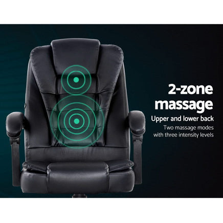 Artiss Massage Office Chair Executive Computer Gaming Chairs Black PU Leather Furniture Kings Warehouse 