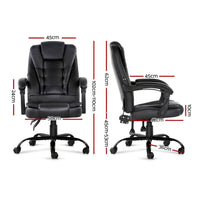 Artiss Massage Office Chair Executive Computer Gaming Chairs Black PU Leather Furniture Kings Warehouse 