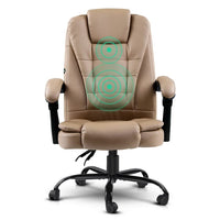 Artiss Massage Office Chair Executive Computer Gaming Chairs Brown PU Leather Espresso Furniture Kings Warehouse 