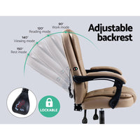 Artiss Massage Office Chair Executive Computer Gaming Chairs Brown PU Leather Espresso Furniture Kings Warehouse 