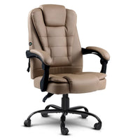 Artiss Massage Office Chair Executive Computer Gaming Chairs Brown PU Leather Espresso Furniture Kings Warehouse 