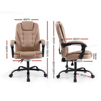 Artiss Massage Office Chair Executive Computer Gaming Chairs Brown PU Leather Espresso Furniture Kings Warehouse 