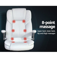 Artiss Massage Office Chair PU Leather 8 Point - White End of Year Clearance Sale Kings Warehouse 