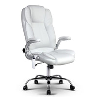 Artiss Massage Office Chair PU Leather 8 Point - White End of Year Clearance Sale Kings Warehouse 
