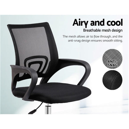Artiss Mesh Office Chair Mid Back Black Furniture Kings Warehouse 