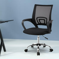 Artiss Mesh Office Chair Mid Back Black Furniture Kings Warehouse 