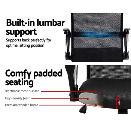 Artiss Mesh Office Chair Mid Back Black Furniture Kings Warehouse 