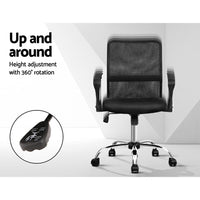 Artiss Mesh Office Chair Mid Back Black Furniture Kings Warehouse 