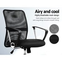 Artiss Mesh Office Chair Mid Back Black Furniture Kings Warehouse 
