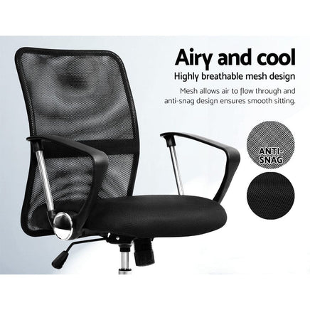 Artiss Mesh Office Chair Mid Back Black Furniture Kings Warehouse 