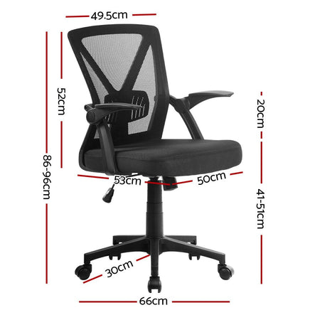 Artiss Mesh Office Chair Mid Back Black Furniture Kings Warehouse 
