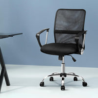 Artiss Mesh Office Chair Mid Back Black Furniture Kings Warehouse 