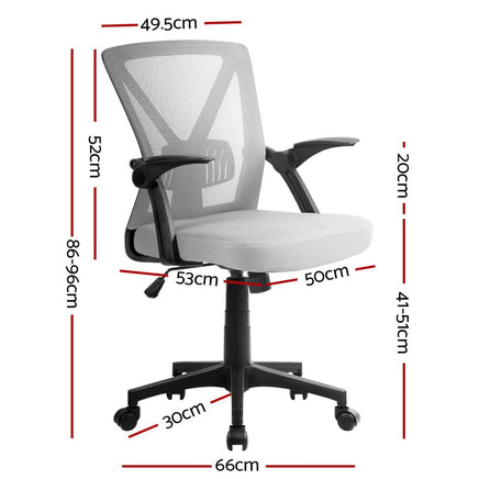 Artiss Mesh Office Chair Mid Back Grey Furniture Kings Warehouse 