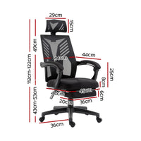 Artiss Mesh Office Chair Recliner Black Furniture Kings Warehouse 
