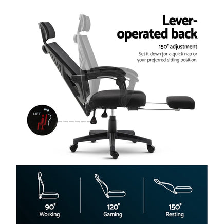 Artiss Mesh Office Chair Recliner Black Furniture Kings Warehouse 