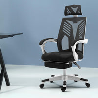 Artiss Mesh Office Chair Recliner Black White Furniture Kings Warehouse 
