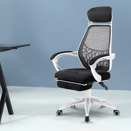 Artiss Mesh Office Chair Recliner Black White Furniture Kings Warehouse 