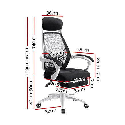 Artiss Mesh Office Chair Recliner Black White Furniture Kings Warehouse 