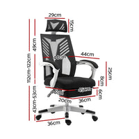 Artiss Mesh Office Chair Recliner Black White Furniture Kings Warehouse 