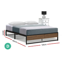 Artiss Metal Bed Frame Double Size Mattress Base Foundation Wooden Black OSLO Afterpay Day: Furniture Frenzy Kings Warehouse 