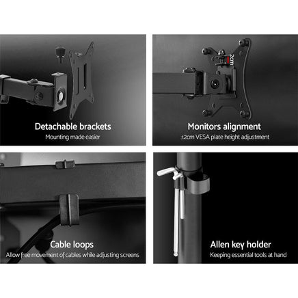 Artiss Monitor Arm Dual Desk Mount Screen Bracket Holder Electronics Kings Warehouse 