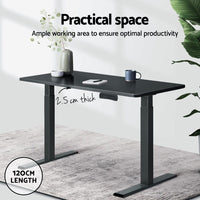 Artiss Motorised Standing Desk Desktop Electric Sit Stand Table Black Kings Warehouse 