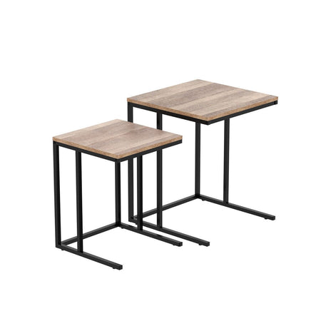 Artiss Nesting Coffee Table Sef of 2 Walnut Brok Appliances Kings Warehouse 