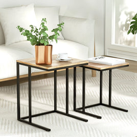 Artiss Nesting Coffee Table Sef of 2 Walnut Brok Appliances Kings Warehouse 