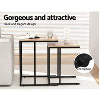 Artiss Nesting Coffee Table Sef of 2 Walnut Brok Appliances Kings Warehouse 