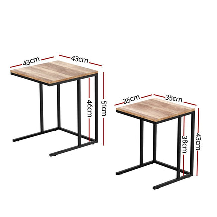 Artiss Nesting Coffee Table Sef of 2 Walnut Brok Appliances Kings Warehouse 