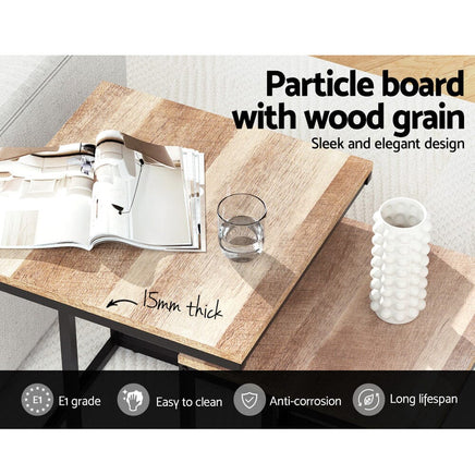 Artiss Nesting Coffee Table Sef of 2 Walnut Brok Appliances Kings Warehouse 
