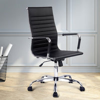 Artiss Office Chair Conference Chairs PU Leather High Back Black Furniture Kings Warehouse 
