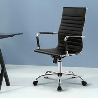 Artiss Office Chair Conference Chairs PU Leather High Back Black Furniture Kings Warehouse 